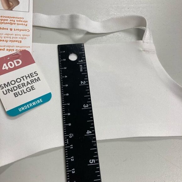 WARNER’S, Simply Perfect, Underwire Bra, 40D, White, Smoothes Underarm Bulge, - Picture 9 of 11